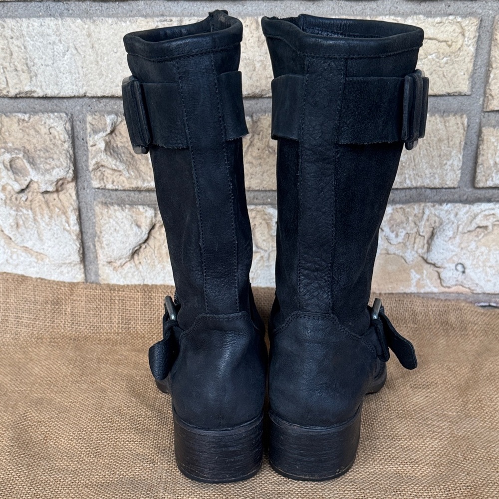 Vera Wang Lavander Label Crystal Embellished Biker Boots Black Leather  6 1/2 - Picture 10 of 13